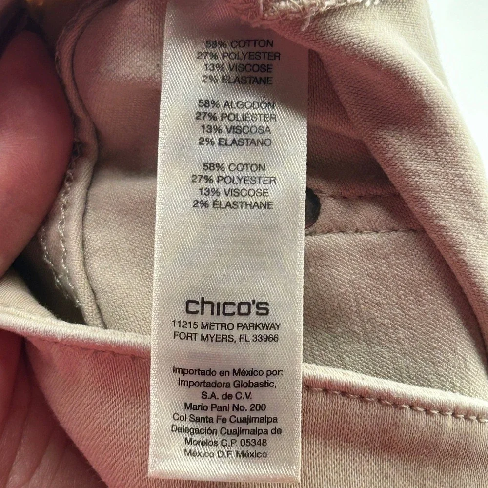 Chicos Platinum So Slimming Jeggings Pants Beige 00 Neutral Minimal Casual